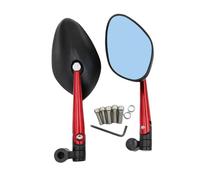 SPAMFAFGHQ Espejo Retrovisor Universal para Manillar De Motocicleta De 8mm 10mm Cristal Azul HD Antideslumbrante Ajuste De Rotación De 360 Grados(Rojo)