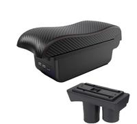 SPAMFAFGHQ Para Citroen Para C-Élysée Caja Reposabrazos Caja De Almacenamiento Interior Suministros Auto Modificados Con Detalles USB(B1 Negro rojo 3USB)
