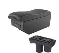 SPAMFAFGHQ Para Citroen Para C-Élysée Caja Reposabrazos Caja De Almacenamiento Interior Suministros Auto Modificados Con Detalles USB(A1 Negro rojo 7USB)