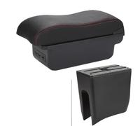 SPAMFAFGHQ Para Dacia Para Spring Reposabrazos Para R&enault Para K-ZE Caja Reposabrazos Auto Cuero Superficie Curva Caja De Reposabrazos Central(B1 Negro rojo 3USB)