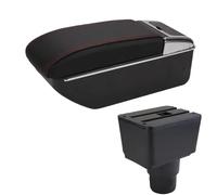SPAMFAFGHQ Para F&ord Para EcoSport 2018 2019 2020 2021 2022 2023 2024 Caja De Reposabrazos Auto Caja Almacenamiento Brazo Piezas Retrofit(D1 Negro rojo Sin USB)