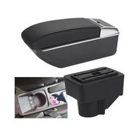 SPAMFAFGHQ Para F&ord Para Fiesta Para Fiesta 3 Reposabrazos Auto 2011-2018 Caja De Almacenamiento Auto Accesorios Cuero Sintético(Línea negra Sin USB)