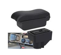 SPAMFAFGHQ Para F&ord Para Fiesta Reposabrazos Caja De Almacenamiento Auto Para Fiesta 3 Caja Reposabrazos Auto 2011-2018 Accesorios Cuero Sintético(C3 Negro blanco SIN USB)