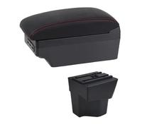 SPAMFAFGHQ Para KIA Para Rio 5 2012 2013 2014 2015 2016-2019 Reposabrazos Auto Reposabrazos De Cuero Caja De Almacenamiento Consola Central(Línea Roja E1)