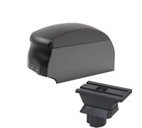 SPAMFAFGHQ Para Mazda 2 Caja De Brazo Para Mazda 2 Para Demio Caja De Brazo Coche Caja De Almacenamiento Central Retrofit Interior Interfaz USB(B1 Black Red double)