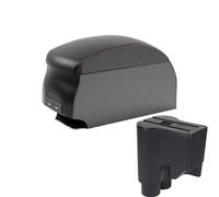 SPAMFAFGHQ Para Perodua Para Myvi 2014-2016 Caja De Reposabrazos Doble Capa Caja De Almacenamiento Central Con Portavasos Interfaz USB(B1 Black Red double)