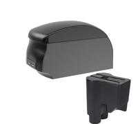 SPAMFAFGHQ Para Perodua Para Myvi 2014-2016 Caja De Reposabrazos Doble Capa Caja De Almacenamiento Central Con Portavasos Interfaz USB(A2 Black single)