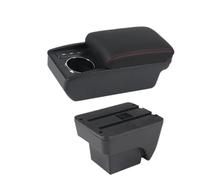 SPAMFAFGHQ Para SEAT Para ARONA Reposabrazos Doble Capa Almacenamiento Central Portavasos Retrofit Accesorios Coche Interior(B1 Negro rojo 3USB)