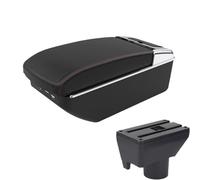 SPAMFAFGHQ Para Toyota Para Yaris Para Vitz Para Vios 2011-2017 Caja Reposabrazos Coche Caja De Almacenamiento Central Doble Capa Gran Espacio(A1 Negro rojo 7USB)
