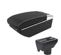 SPAMFAFGHQ Para Toyota Para Yaris Para Vitz Para Vios 2011-2017 Caja Reposabrazos Coche Caja De Almacenamiento Central Doble Capa Gran Espacio(A3 Negro blanco 7USB)