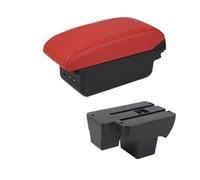 SPAMFAFGHQ Para VW Para Virtus Caja Reposabrazos Para VW Para Polo Reposabrazos Auto 2019-2024 Caja De Almacenamiento Central Con USB(B4 rojo 3USB)