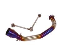SPAMFAFGHQ Sistema De Escape Completo Para Motocicleta Para Y&amaha YZF BWS 125 125CC Para ZUMA 125 2002-2017 Tubo De Enlace Delantero Acero Inoxidable(Azul)