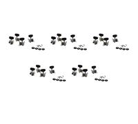 Spamietz 20Pcs Ukulele Guitarra Y 20 Pequenas Guitarra de Cuerda de Cabezal de la Maquina de Afinacion 10R Y 10L, Tornillos de Montaje Incluidos - Plata Y Negro