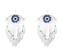 Spamietz 2X Atrapasueños de Mal de Ojo para Dormitorio Atrapasueños de Macramé Tejido Una Mano Colgante de Pared Decoración del Hogar Regalo de Bendición de Buena Suerte, 1