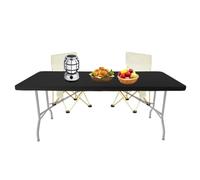 Spandex - Fundas de Mesa Rectangular, Mantel Rectangular Negro, 6 pies, elástico, Mantel de Picnic, de Tela Impermeable para mesas rectangulares para Banquetes de Camping al Aire Libre