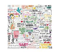 Spanische Motivations-Aufkleber Set - Wasserfeste Vinyl Sticker Mit Inspirierenden Sprüchen | Selbstklebend & Rückstandslos Entfernbar Für Laptop, Wasserflasche & Planer, 4-6cm, Mehrfarbig