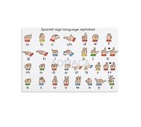 Spanish Alphabet & ASL Educational Poster - Baby Sign Language Wall Chart for Toddlers, Kids Room Decor, Vibrant Learning Art for Classroom(Unframed,12x18inch(30x45cm))
