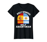 Spanish Argentinian Half Spain Argentina Espana Argentina Camiseta gráfica económica, Mujer, Negro, L