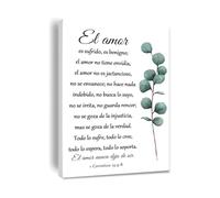 Spanish Christian Wall Art Decor with Bible Verse Love is Patient Kind 1 Corintios 13 4 8 Scripture Quote for Home Decorations(Framed,16X24inch(40X60cm))