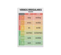 Spanish Grammar Chart Irregular Verbs Verb Conjugation Educational Spanish Classroom Poster(Unframed,12x18inch(30x45cm))