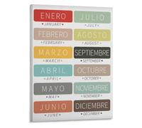 Spanish Months Poster English Translation Classroom Art | Accelerate bilingual learning with this visual poster that makes calendar vocabulary easy to(Unframed,16x24inch(40x60cm))