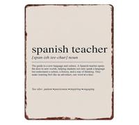Spanish Teacher Dictionary Definition Metal Sign Funny Vintage Inspirational Wall Decor for Classroom Office School 8 X 12 in