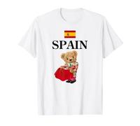 Spanish Teddy Bear Bull Fighter, Spain Illustration Graphic Camiseta gráfica económica, Hombre, Blanco, M