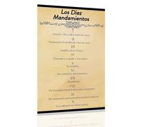 Spanish Ten Commandments Canvas Print, “Los 10 Mandamientos” Christian Wall Art for Law Office, Prayer Room, Entryway Decor(Unframed,16x24inch(40x60cm))