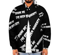 SPANK ME I'VE BEEN NAUGHTY - Chaquetas de béisbol para hombre, sudadera con botones, abrigos de manga larga, Estilo:, XS
