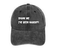 Spank ME I've Been Naughty - Divertida gorra de béisbol de algodón vaquero vintage ajustable con visera para el sol, sombrero para papá para mujeres y hombres, Estilo carbón, Talla única