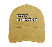Spank ME I've Been Naughty - Divertida gorra de béisbol de algodón vaquero vintage ajustable con visera para el sol, sombrero para papá para mujeres y hombres, Estilo de color arena, Talla única