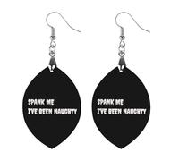SPANK ME I'VE BEEN NAUGHTY - Pendientes colgantes de madera para mujer, diseño de gota, Star, Madera, Sin piedra preciosa