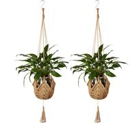 SPANN - 2 cestas de plantas colgantes de macramé en cuerda de yute con ganchos para macetas de pared, para decoración de interiores