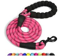 Spanner In The Works® Correa rosa para perros grandes, correas reflectantes, correa de 1,5 m de largo, correa gruesa de 13 mm antitirones para perro, mango cómodo, giro de 360 grados muy fuerte
