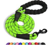 Spanner In The Works® Correa verde para perros grandes - Correas reflectantes, 1,5 m de largo, correa gruesa de 13 mm antitirones | Mango cómodo, correa verde brillante para perro, fuerte giro de 360
