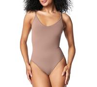 Spanx Mujer Seamless Power High-Waisted Thong Shapewear Bodysuit, Cafe Au Lait, L