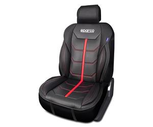 Sparco 1 Respaldo Universal de Asiento para Coche Modelo, Negro/Rojo (Ferrara)