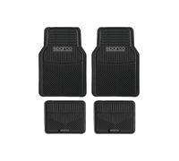 Sparco Alfombrillas de Coche Universales Recortables Negras 4 Piezas, Amazon Exclusive, PVC Resistente, Fáciles de Instalar, Antideslizantes y Lavables