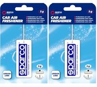 Sparco Ambientador de Coche de Celulosa con Colgador, Fragancia Urban Lime, Aroma Cítrico Fresco con Notas de Lima, Hasta 30 Días, 5 Gramos (Paquete de 2)