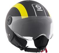 Sparco Casco de Moto Demi-Jet Negro y Amarillo con Carcasa de ABS, Talla M