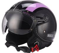 SPARCO Casco Moto SP501 JET Talla XL Con Visera Antirayaduras Morado Y Negro