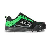 Sparco Teamwork Scarpa Antinfortunistica Da Lavoro-Bassa per UOMO E DONNA-CUP-S1P SRC, Botas de Seguridad y contra Incendios Unisex Adulto, Nero/Verde, 35 EU