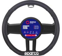 Sparco Funda de Volante de Coche de PVC Negro con Agarre cómodo y fácil de Instalar