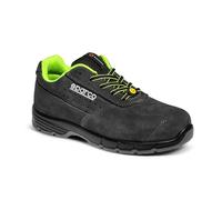 Sparco - Horizon - Zapatos de Seguridad para Hombre y Mujer - Zapatos de Trabajo Antideslizantes y Resistentes - Calzado de Seguridad Apto para Cualquier condición de Trabajo, Gris Oscuro Verde Fluo