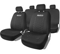 Sparco Juego Completo de Fundas de Asiento Origin, Negro/Gris, universales, diseño Deportivo, compatibles con airbags Laterales, Tela Duradera y Transpirable