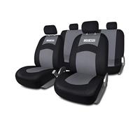 Sparco Juego Completo de Fundas de Asiento para Coche 402 INTL, 11 Piezas, Negro/Gris