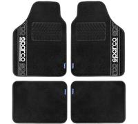 Sparco Juego de 4 Alfombrillas Negras universales, 2 Delanteras con Logotipo y 2 traseras, para Coches alfombrados