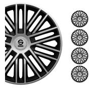 Sparco Juego de 4 Tapacubos Bergamo 15 Pulgadas Plateado/Negro