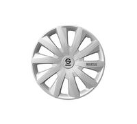 Sparco Juego de 4 Tapacubos de 15” Modelo Milano Plata. Diseño Deportivo para Las Llantas de tu Coche. Fabricación Resistente y durader