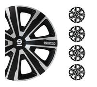 Sparco Juego de 4 Tapacubos Palermo 16 Pulgadas Plateado/Negro